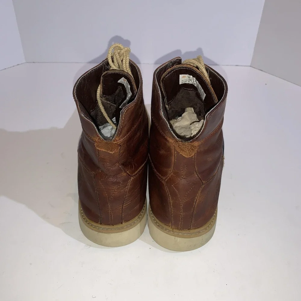 Timberland Duck Boots Mens Size 9.5 Brown Leather Wingtip Waterproof A17XT